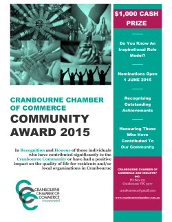 COMMUNITY AWARD 2015 - Cranbourne Chamber of Commerce