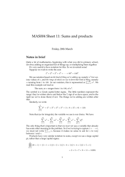 MAS004 Sheet 11: Sums and products