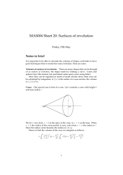 MAS004 Sheet 20: Surfaces of revolution
