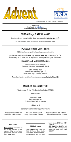 PCSEA Bingo DATE CHANGE PCSEA Frontier City Tickets March of