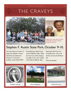 reunion is the weekend of october 9, at stephen f. austin state park