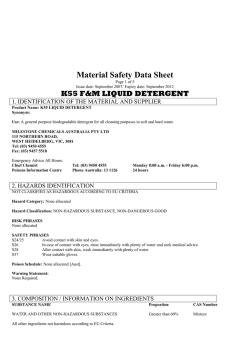 MSDS &acirc; K55 Liquid Detergent