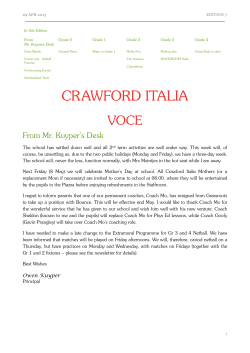 CRAWFORD ITALIA. Newsletter 7 of 2015