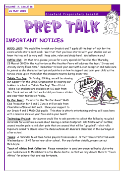 Prep Talk Newsletter â 26 May Edition