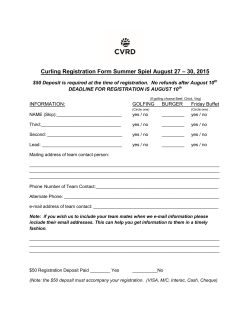Curling Registration Form Summer Spiel August 27 â 30, 2015
