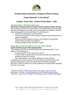 Problem-based Instruction to Support Critical Thinking Krista