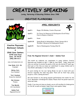 April 2015 Newsletter - Creative Playrooms Montessori and Child