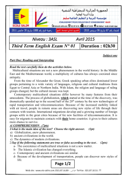 Niveau : 3ASL Avril 2015 Third Term English Exam NÂ° 01 Duration