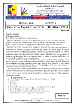 Niveau : 3ASL Avril 2015 Third Term English Exam NÂ° 01 Duration