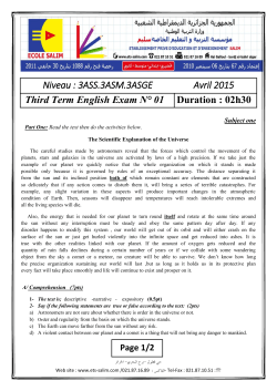 Niveau : 3ASS.3ASM.3ASGE Avril 2015 Third Term English Exam N