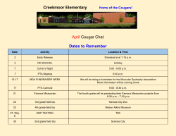 Creekmoor Elementary AprilâÐ°Cougar Chat Dates to Remember