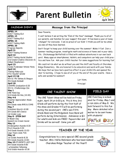 Parent Bulletin - Cherokee Ridge Elementary