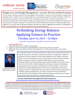 Rethinking Energy Balance: Applying Science to Practice