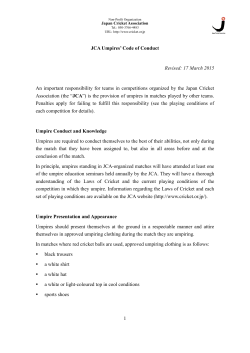 1 JCA Umpires` Code of Conduct Revised: 17 March 2015 An
