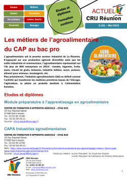 Les mÃ©tiers de l`agroalimentaire : du CAP au bac pro