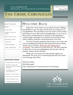 Spring 2015 Newsletter - Criminal Justice and Criminology | UNC