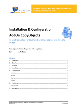Installation & Configuration AddOn CopyObjects