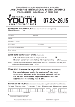 Registration Forms - Crossfire International Youth Conference 2014