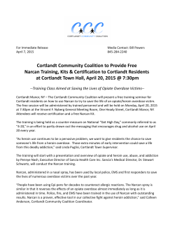 Cortlandt Community Coalition to Provide Free Narcan Training, Kits