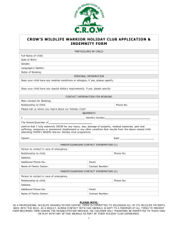 crow×³s wildlife warrior holiday club application & indemnity form