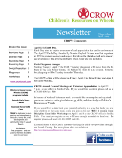 April2015newsletter - Children`s Resources on Wheels