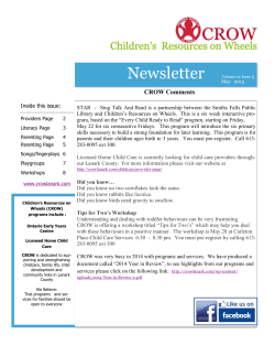 May 2015 - Children`s Resources on Wheels