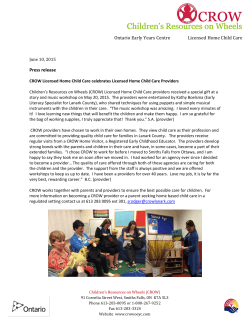 Press Release CROW Licensed Home Child Care with pictures