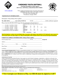 CYS Fall 2015 Registration Form - Cherokee Recreation and Parks