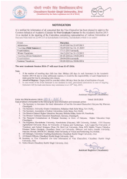 Academic Calendar 2015 - chaudhary ranbir singh university (jind)