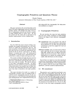 Cryptographic Primitives And Quantum Theory