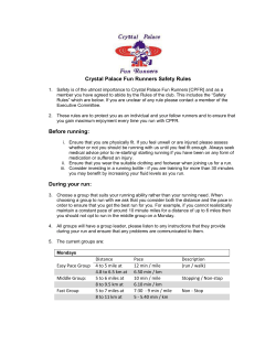 Club Safety Rules - Crystal Palace Fun Runners