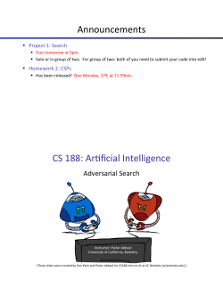 Announcements CS 188: Arpficial Intelligence