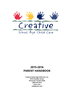 CSACC Parent Handbook - Creative School Age Child Care