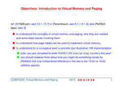 Objectives: Introduction to Virtual Memory and Paging