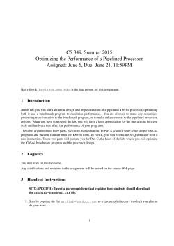 CS 349, Summer 2015 Optimizing the Performance of a Pipelined