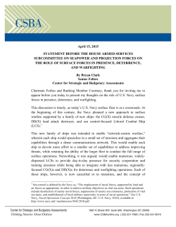 April 15, 2015 STATEMENT BEFORE THE HOUSE ARMED