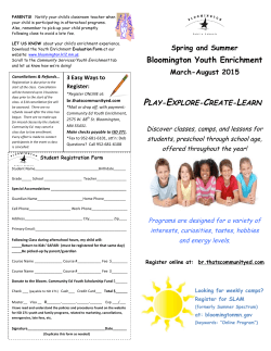 to view the Spring/Summer 2015 Youth Enrichment Catalog