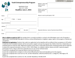 Youth Entrepreneurship Program Deadline: June 1, 2015