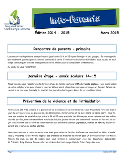 Info-Parents mars - Ãcole Jacques-Cartier â Saint-Denys