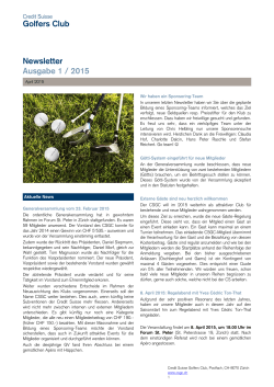 CSGC Newsletter 1 2015 - Credit Suisse Golfers Club