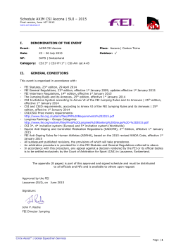 Schedule AXIM CSI Ascona | SUI â 2015