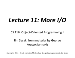 CS 116: Object-âOriented Programming II Jim Sasaki from material