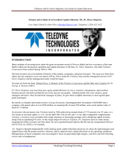 Teledyne and Dr. Henry Singleton, Case Study in
