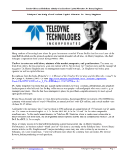 Teledyne and Henry Singleton a CS of a Great Capital