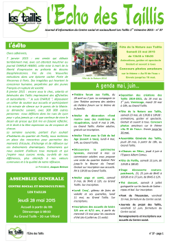 Agenda mai, juin... - Centre social et socioculturel Les Taillis