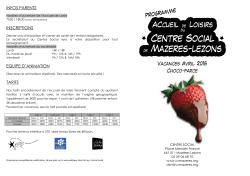 Vacances Avril 2015 Choco-farce - Centre Social de Mazeres