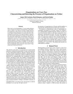 Characterizing and Detecting the Presence of Organizations on Twitter