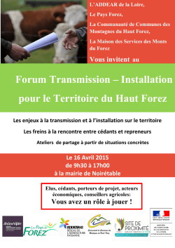Forum Transmission â Installation pour le Territoire du Haut Forez