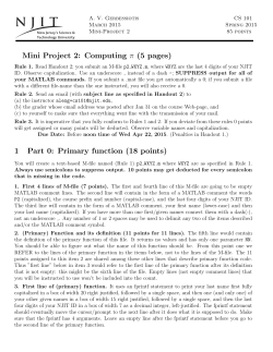 Mini Project 2: Computing Ï (5 pages) 1 Part 0: Primary function (18