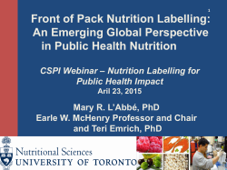 Mary L`abbe on Front of pack labelling an emerging perspecitve on